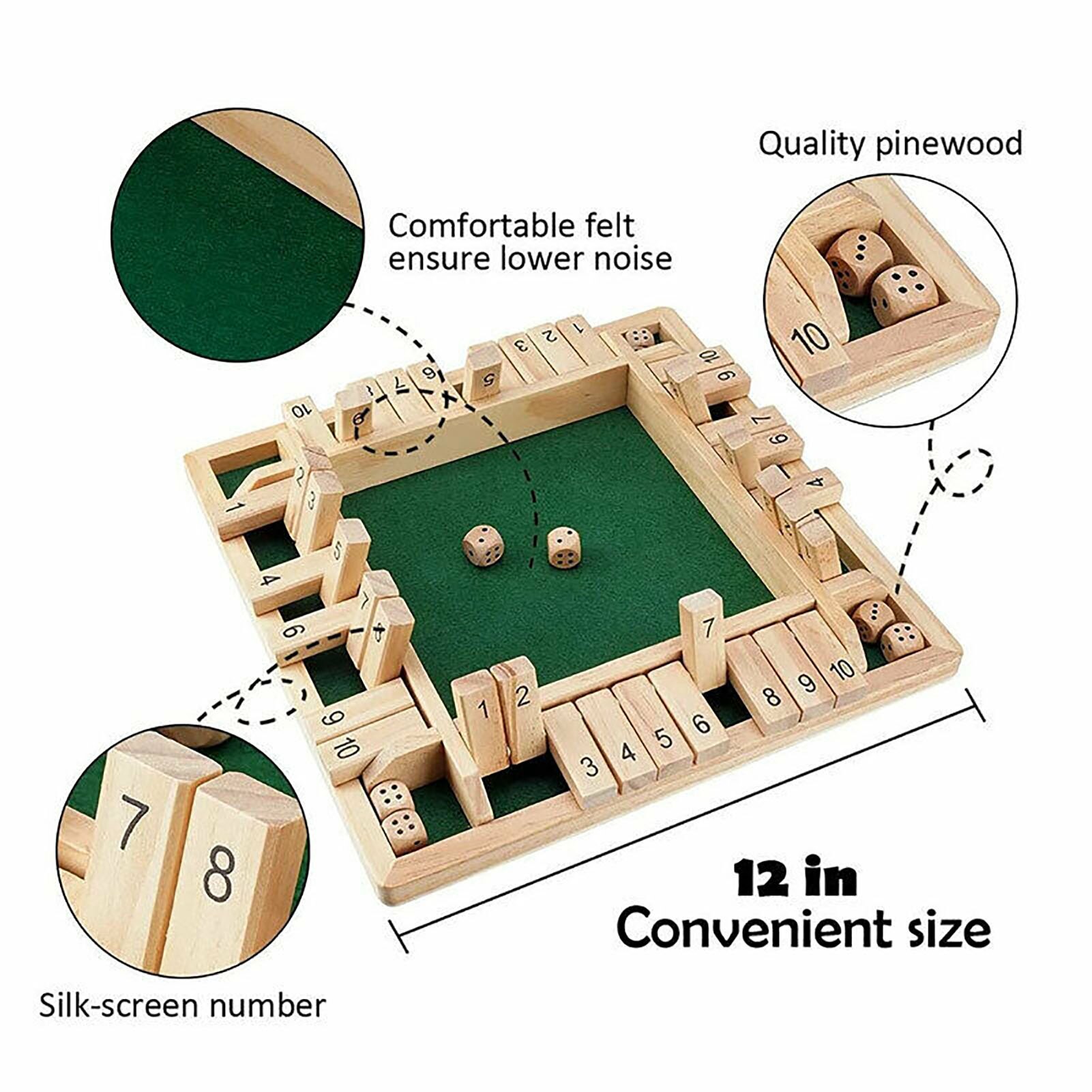 4 Zijdig 10 Nummers Sloot De Doos Bordspel Houten Mathematische Traditionele Pub Board Dice Game Familie Reizen Leuk Spel set