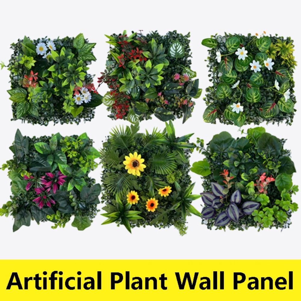 Panneau mural de plantes artificielles, bricolage, fleur de tournesol, tapis d'eucalyptus artificiel, vie éternelle, herbe de fougère artificielle verte