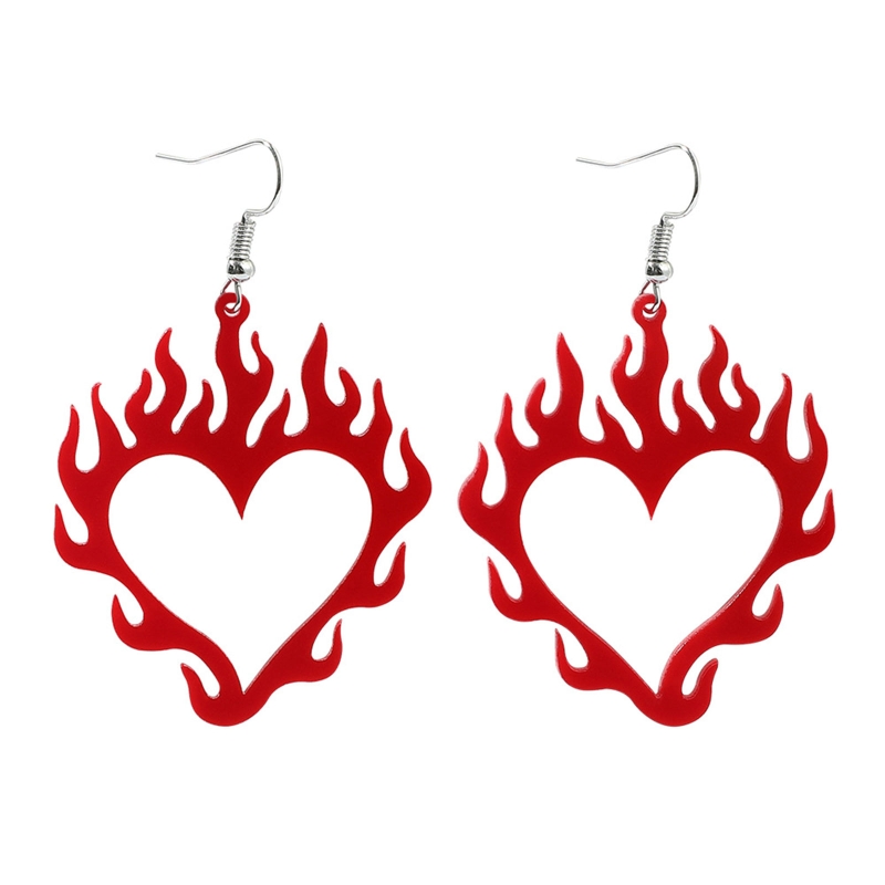 Vintage Acryl Hollow Vlam Oorbellen Mode Persoonlijkheid Overdreven Hart Dangle Earring Accessoire Voor Vrouwen: 11