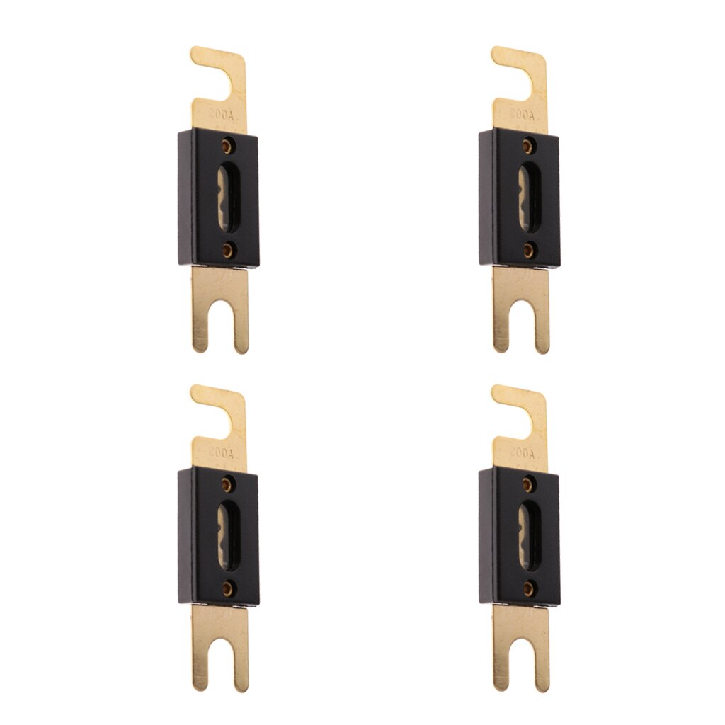 4pcs 12 Volts Universal 200AMP ANL Gold Plated Flat Blade Fuses For Car Automotive Vehicle
