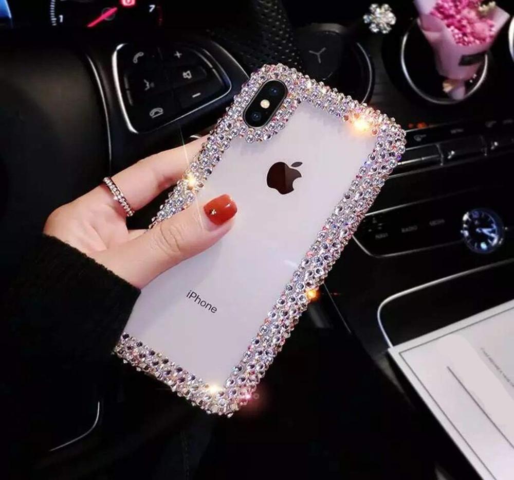 Para iPhone 11 Pro Max funda Xs Max Xr X 10 8 7 6 6s Plus SE cubierta transparente de diamante brillante bonito para mujer