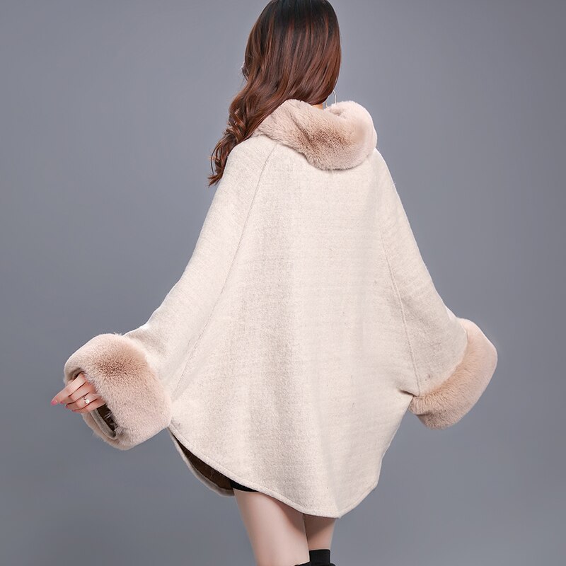 YISU, capa para mujer, Poncho de gran tamaño, chal de punto de invierno, capa femenina, abrigo de abrigo cálido, capa, chal, abrigo de talla grande, chal de felpa