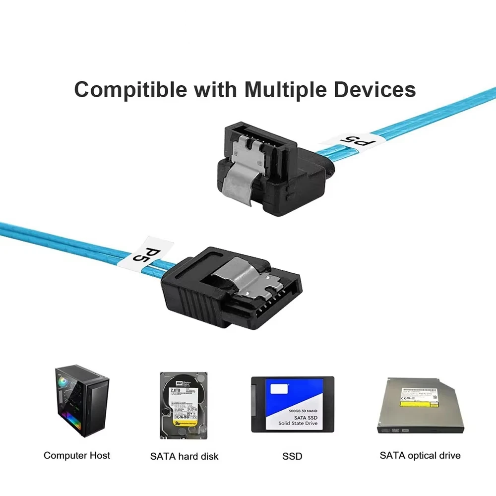 Cable SATA 3,0 de 0,5 m y 1m Cable de datos SATA de ángulo recto de 90 grados Cable SAS/SATA-12Gbps para servidor Nas-Raid SDD HDD CD DV