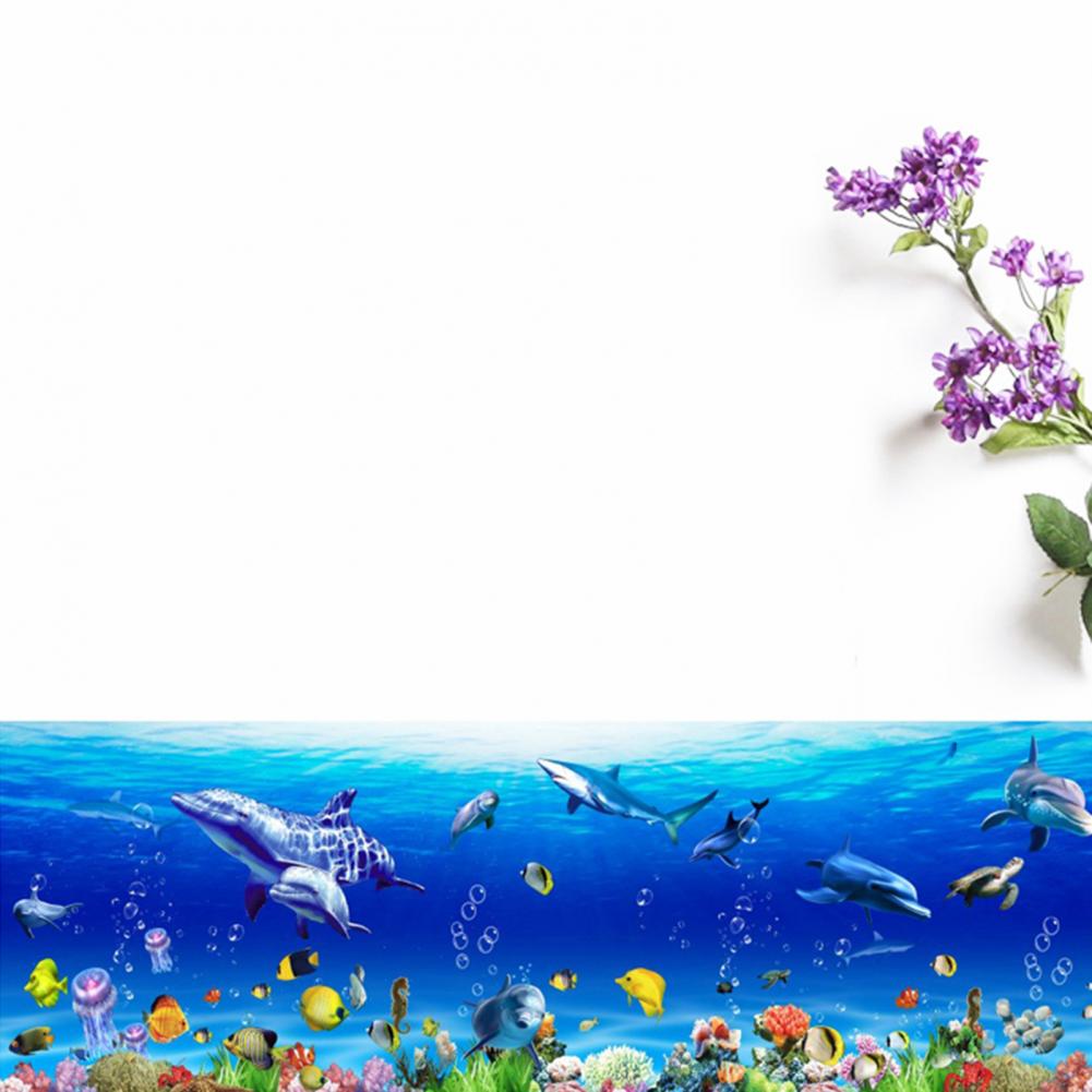 Wall Sticker Wonderful Sea World Blue Cartoon Ocean Waterproof Deep Water Wallpaper For Baby Kids Room Home Decor