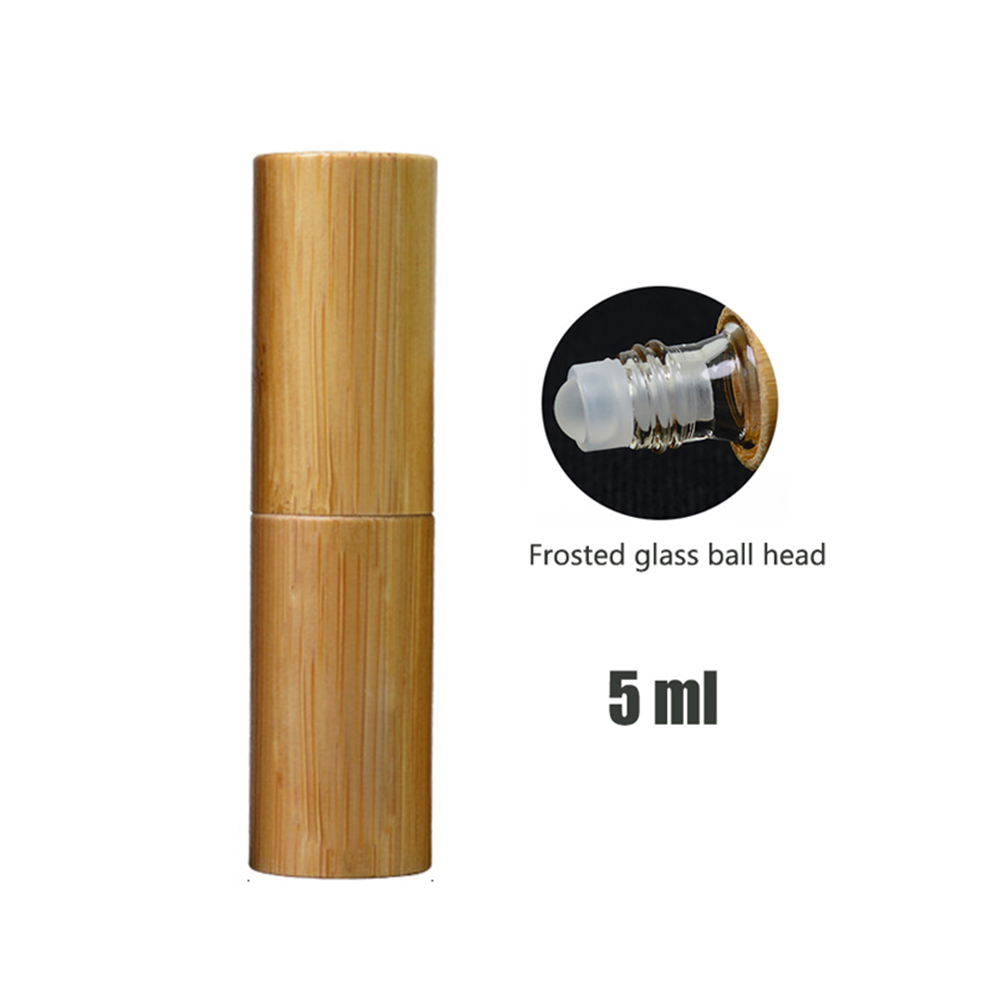 Bambus træ flaske parfume tom olie flaske rustfri rulle på kugle parfume aromaterapi flaske olie rulle flaske: A2 5ml