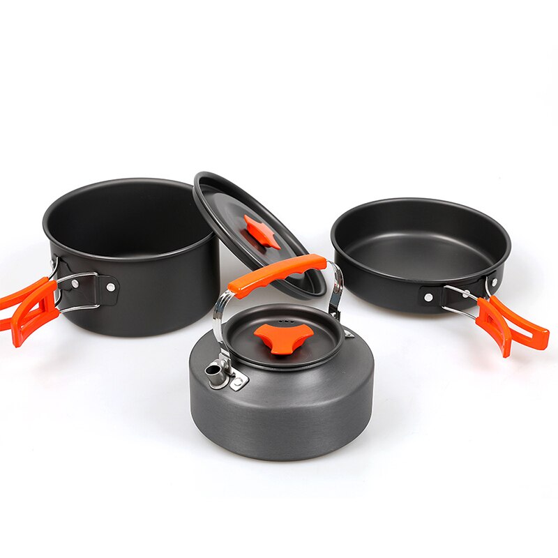 Camping Cookware Kit Set Water Kettle Pan Pot Travelling Hiking Picnic BBQ Tableware Equipment Outdoor Aluminum Cooking