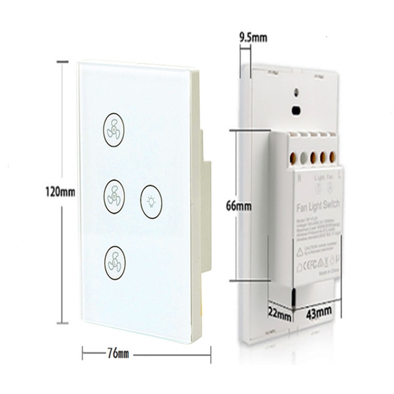 Smart fan switch WIFI network link smart life APP control US standard AC100V 240V switch