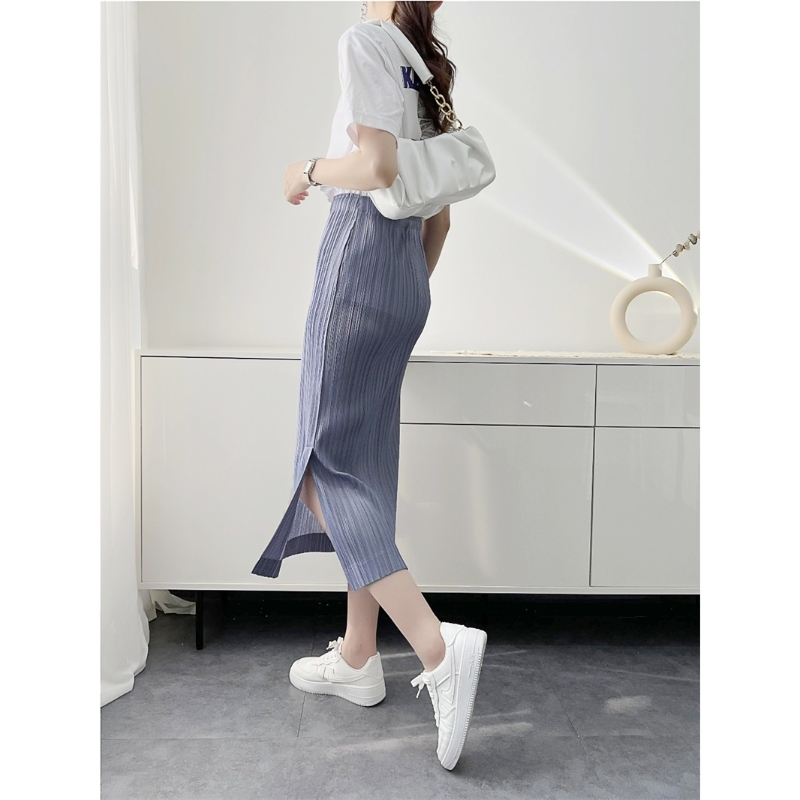 Falda plisada de media pantorrilla para mujer, informal, suelta, Color sólido, elegancia de oficina, estilo coreano, primavera y verano