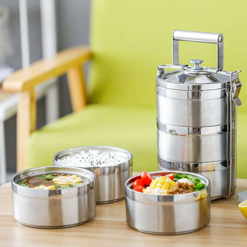 Thermos Food Container Lunch Box Stainless Steel 1.4L 2.1L 2.8L School Bento Box Storage Portable Lunchbox Dinnerware