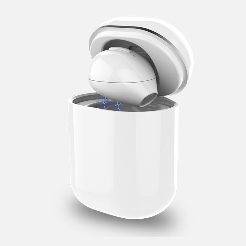 Ultra lille mini skjult trådløs bluetooth 5.0 øretelefon touch control bærbar opladningsetui øretelefoner tws sport headset: Enkelt hvid