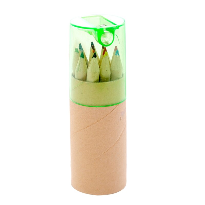 12 Kleuren High-Graded Gekleurde Potloden Draagbare Pocket Kleuringspotlood Set Met Puntenslijper Student Tekening Levert: Green