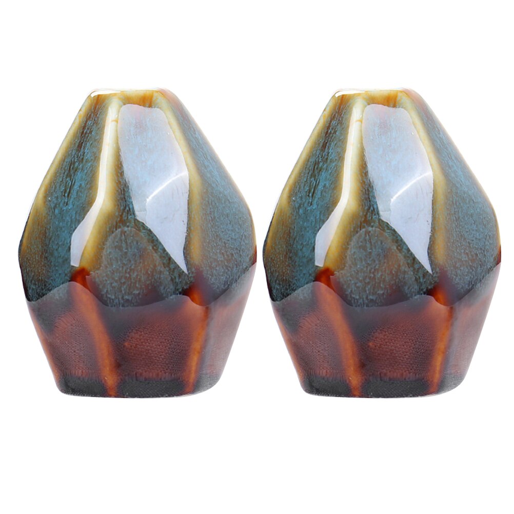 2pcs Multi-faceted Ceramic Vase Table Flower Arrangement Flower Vase Desktop Decoration for Office Hotel Home: Blue