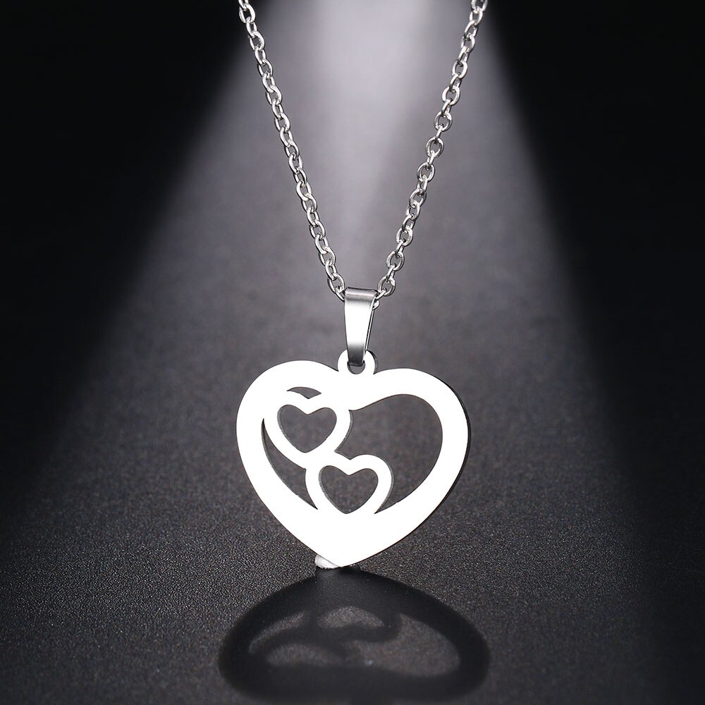 Dotifi in Acciaio Collana in Acciaio per Le Donne Uomo Del Regalo Geometriche Cuori Del Pendente Del Choker Della Collana di Fidanzamento Gioielli: Silver