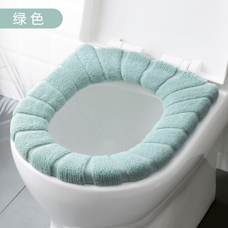 Thickened toilet seat cushion soft and soft acrylic washable cushion household decorative toilet cushion cushion seat cover toil: Green