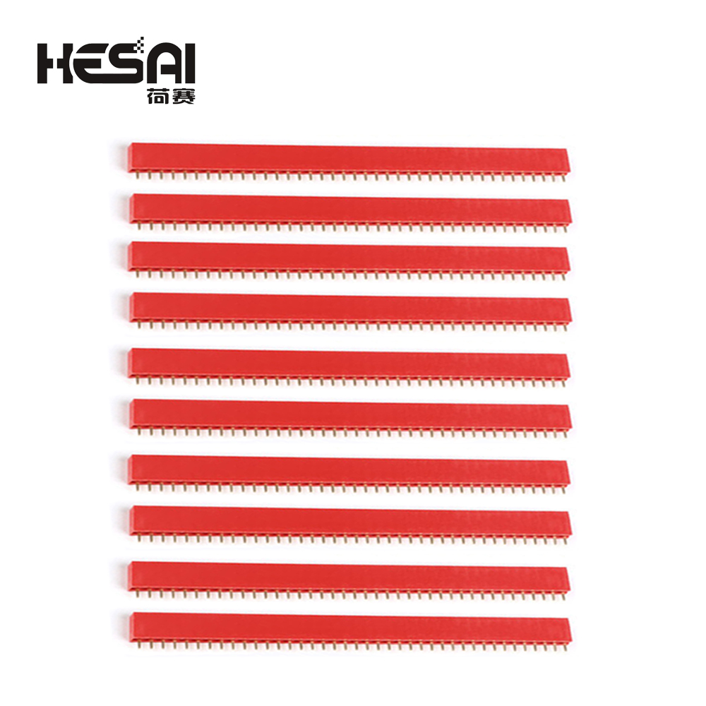 10 Uds 2,54mm de una sola fila hembra PCB placa Pin Header conector tira Pinheader 1x40 pin enchufe colorido: Rojo