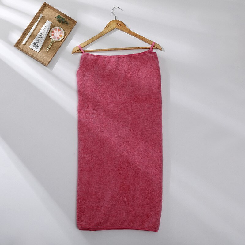 Polyester Coral Velvet Sling Bath Towel Woman Summer Thicken Wearable Bathing Towels Soft Comfortable Decorations Household: Rose red