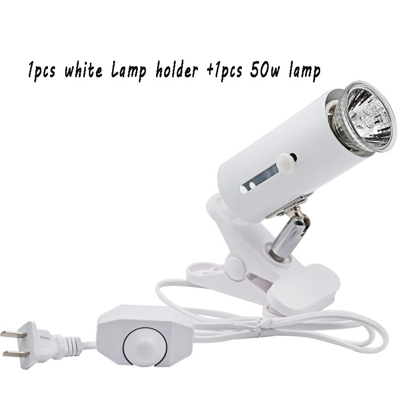 UVA Reptil Lampe Bausatz mit Clip-auf Keramik Licht Halfter Schildkröte Aalen UV Heizung Lampe einstellen Schildkrözehn Eidechse Beleuchtung 220V: Weiß und 50W Lampe
