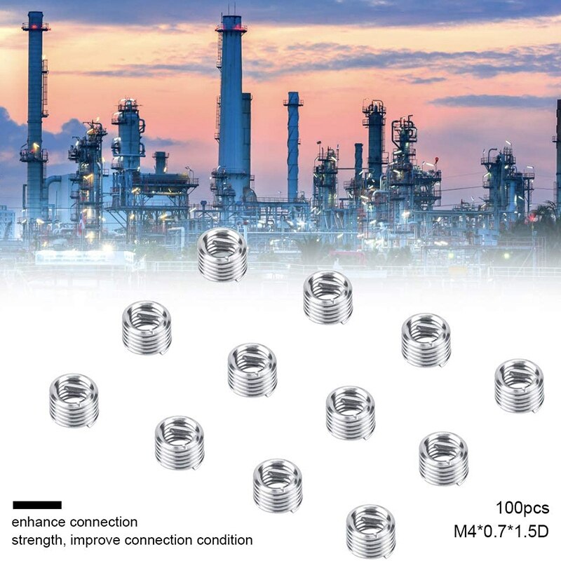100Pcs Wire Insert Thread, M4 Heli Coil Thread Repair Stainless Steel SS304 Thread Insert Coiled Wire Insert (M40.71.5D)