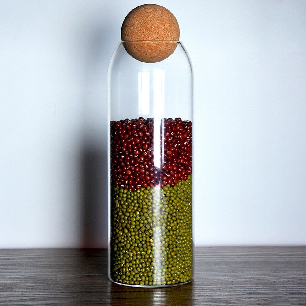 Glass Storage Jar Tea Canister Airtight Cork Glass Jar For Storing Coffee Cereals Biscuits Air-tight Jar 10cm/15cm/20cm/25cm: Height 25m