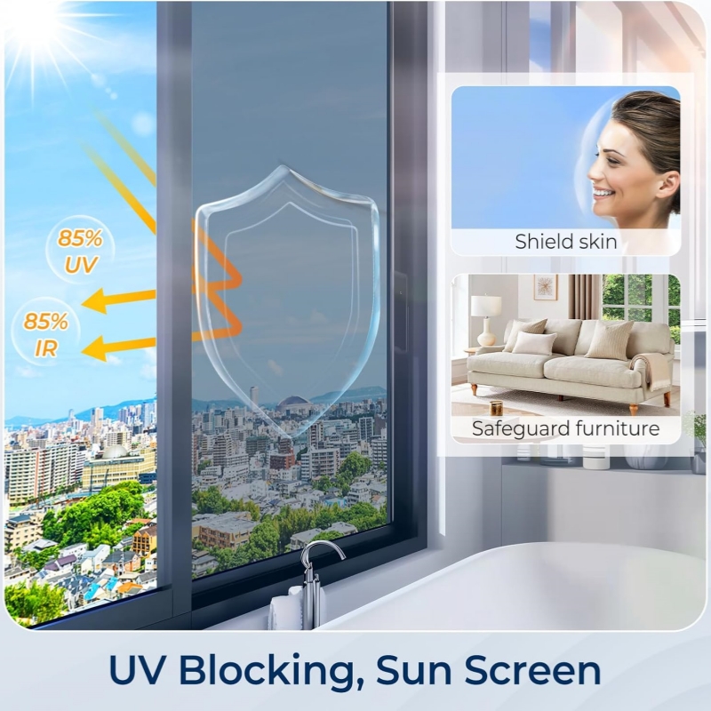 Window Film Mirror Effect One Way Vision Privacy Protection Anti-UV Rejection Building Sticker Solar Protection Window Tint