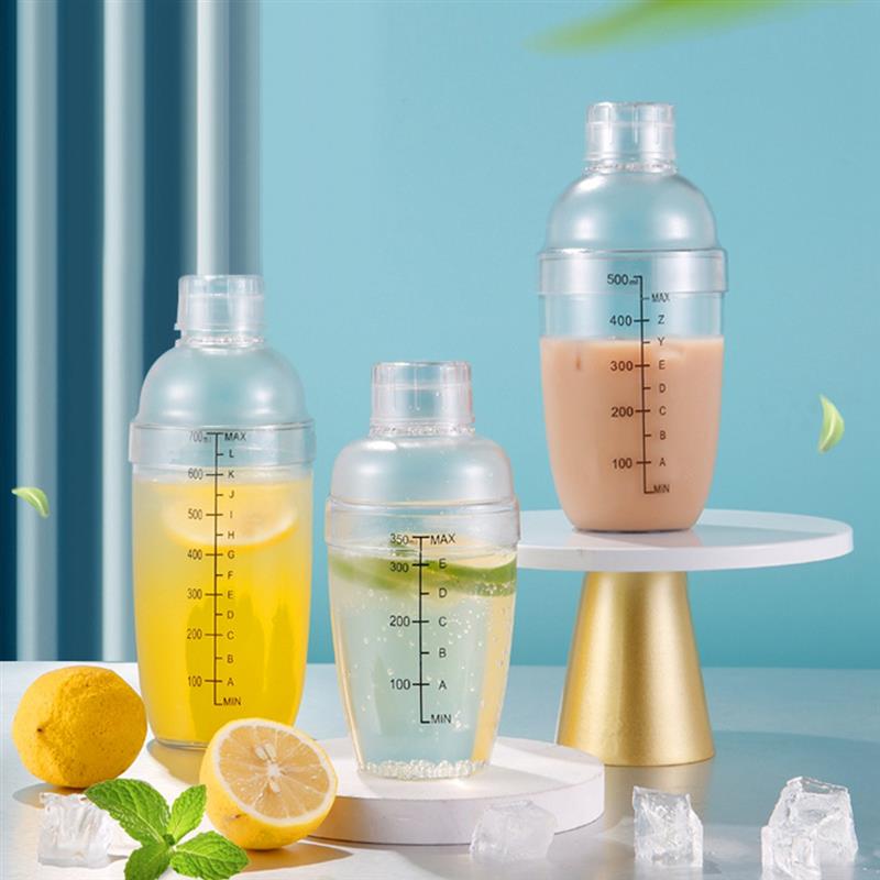 Coctelera de plástico transparente para cócteles, herramienta mezcladora de 350/500/700/1000ml a prueba de golpes para Martini, coctelera para bebidas