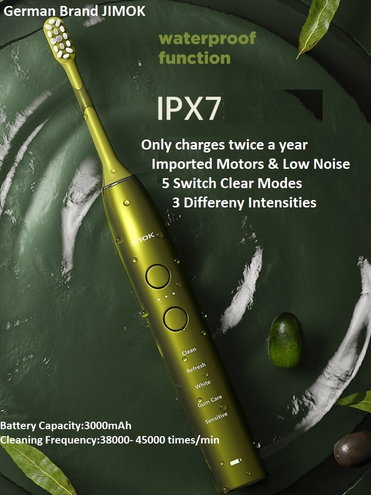 JIMOK Sonic Electric Toothbrush Ultrasonic Tooth Brush Rechargeable Brush Teeth Cleaner Adult Electric Toothbrush(K2)