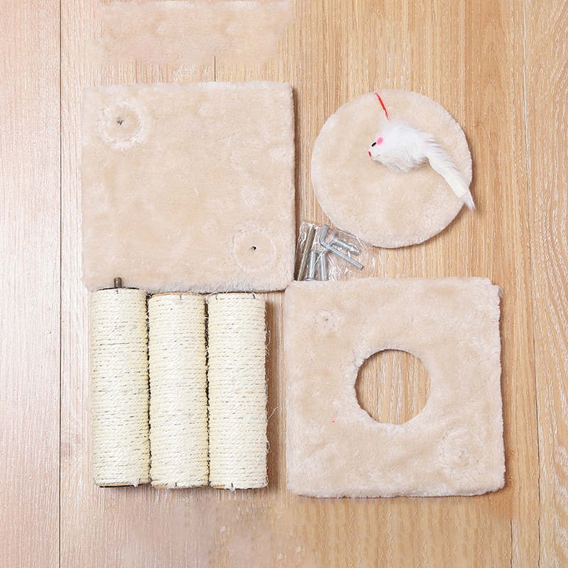 Krabpaaltoren, grappige krabpaal voor katten, beschermend meubilair, klimboom voor katten, krabpaal met bungelende speeltjes voor katten