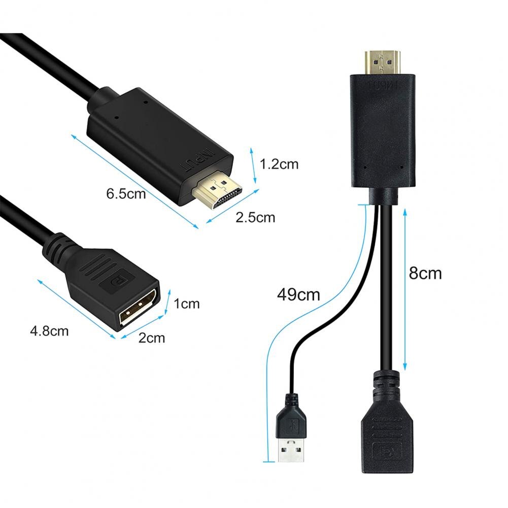 Bluelans Portable PVC 4K 60Hz HDMI-compatible to DisplayPort Adapter Cable Converter for Desktop Computer