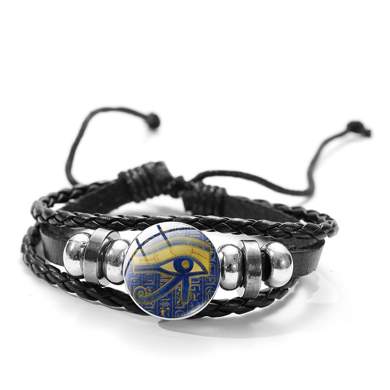 Vintage Ägyptischen Götter Power Auge Leder Armbänder Auge Von Horus Symbol Glas Kunst Multi-schicht Armreifen für Frauen Männer schmuck: style 11