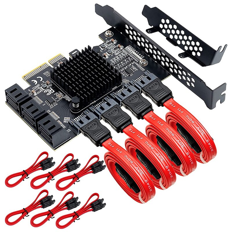 Pcie to Sata Expansion Card, Sata Pci Express Serial Adapter Card 10 Port 6 Gbps with 10 SATA Cables Chip:ASM 1166: Default Title