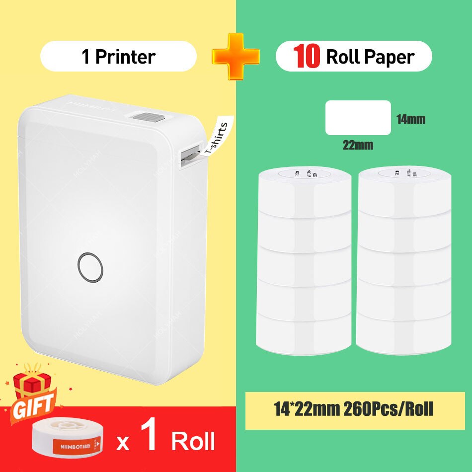 Niimbot D110 Mini Thermal Label Maker Wireless Bluetooth Label Printer Available for Phone Office Home DIY Price Date Sticker: D110 with 10 1422