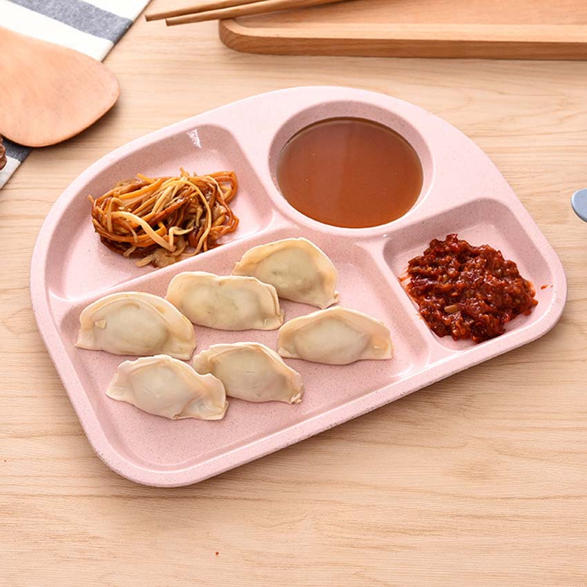 1 stuk baby kinderen schattige cartoon tarwe stengel vezel dinerbord servies veilig kinderen eco gerechten dierentuin dier bord kom