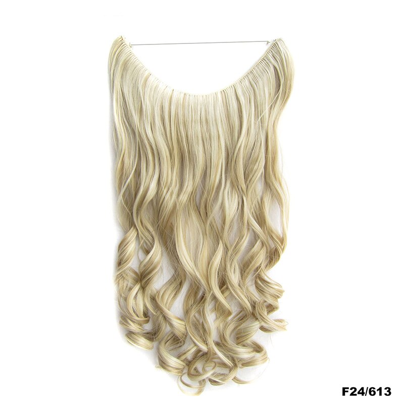 Similler-extensiones de cabello sintético para mujer, hilo Invisible de 24 pulgadas, sin Clips, rizado largo, línea de pescado secreta, 100g