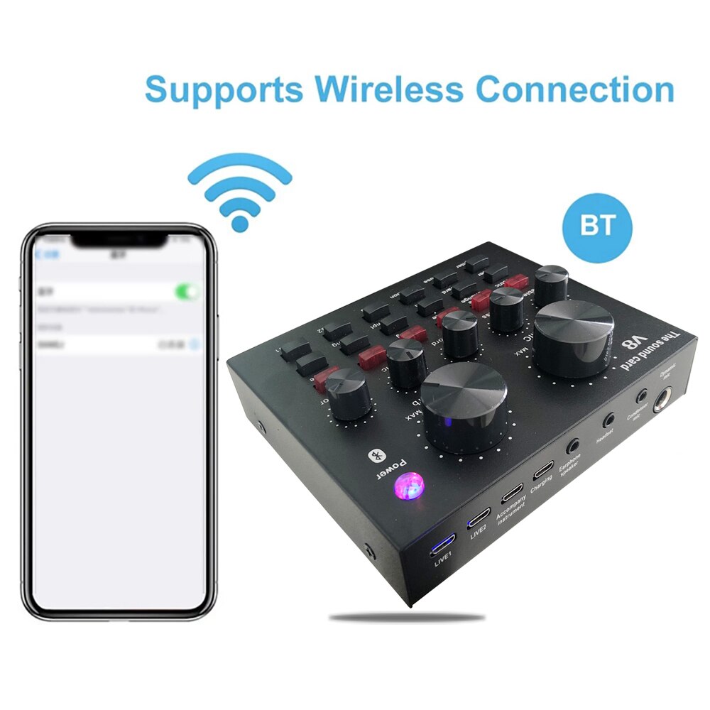 GAX-V8 Usb Externe Soundkarte für Handy, Mobiltelefon Computer Audio- Schnittstelle Soundkarte mit BT