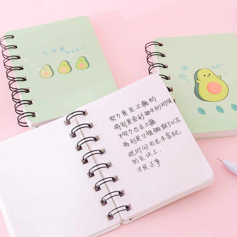 1 pièces Mini dessin animé kawaii cahier Flipable Portable bobine avocat feuilles mobiles bloc-notes journal fournitures scolaires papeterie nouvelle Arriv