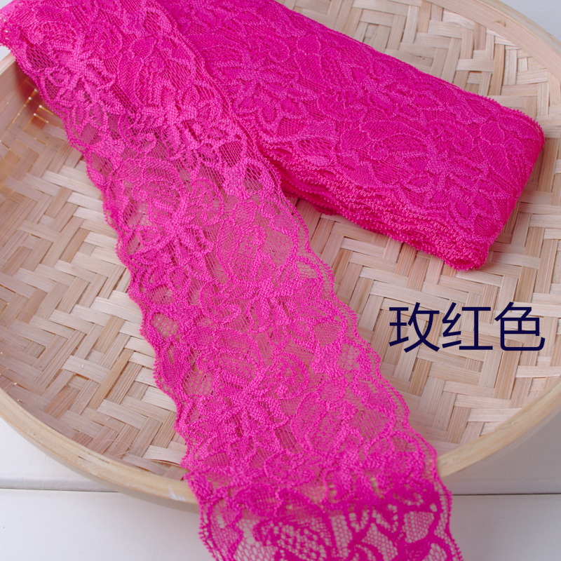 8 cm spandex elastische rekbare kanten rand doe-het-zelf ambachten stof voor jurk ondergoed lingerie shorts kleding decoratie kant lint: Roos rood