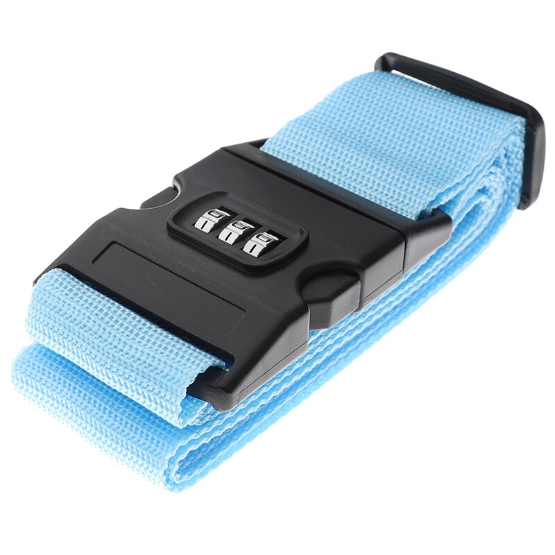 Luggage Strap Cross Belt Packing Adjustable Travel Accessories Suitcase Nylon 3 Digits Password Lock Buckle Strap Belt Tag 200CM: Blue