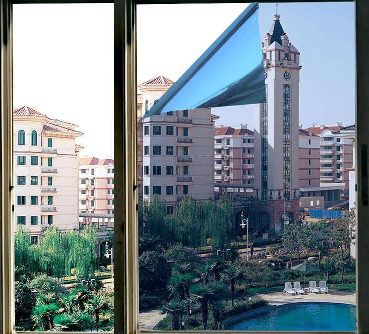 One-way perspective privacy sunshade household cellophane sticker heat insulation film window sunscreen glass film: blue / width 40cm