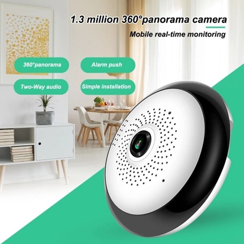 Ts -qx06lh fisheye  vr 360 graders 1.3 millioner pixels panoramakamera trådløst wifi ip kamera (eu-stik)