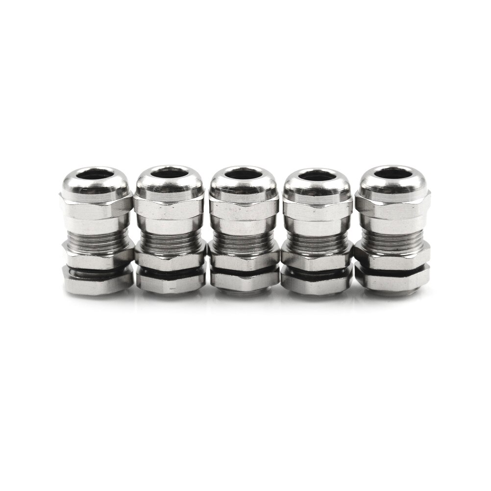 5 stk/parti vanntette kabelgjennomføringer koplingstrådgjennomføringer for 3-8mm kabler i rustfritt stål metallkabelverktøy