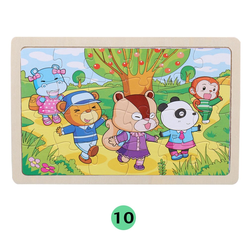 24Pieces Puzzles Wooden Jigsaw Puzzle for Kids Animals Cartoon Educational Toys for Children Christmas Wood Toy Games: 10