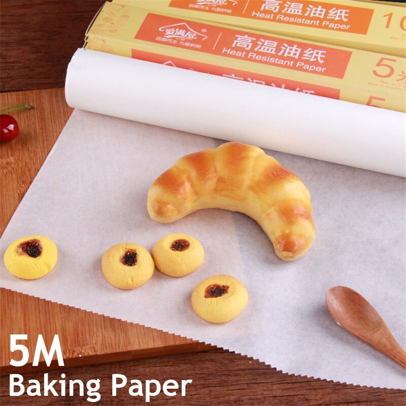5M/Roll Bakpapier Anti-aanbak Barbecue Siliconen Olie Perkament Papier Cookie Bakken Lakens Oven Bakkerij Boter Bbq mat Vel