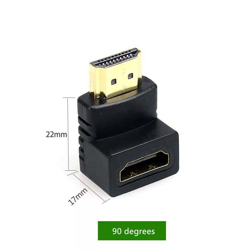 1pc hdmi 90 graus adaptador de ângulo direito hdmi 270 graus hdmi macho para fêmea hdmi cotovelo conector: Default Title