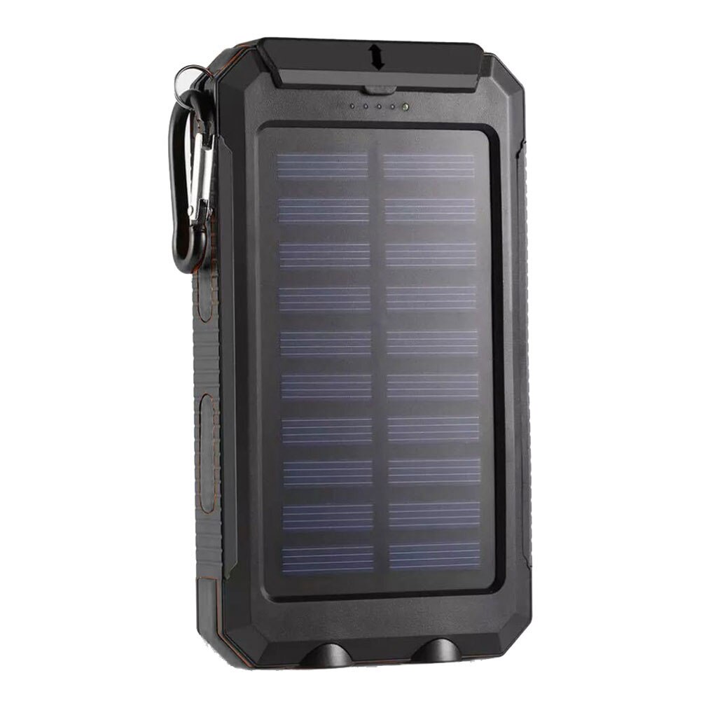 1.5W 5V 2.1A 1A Waterproof LED Light Dual USB DIY Solar Power Bank Case Kits Battery Charger External Box Flashlight Plastic: black