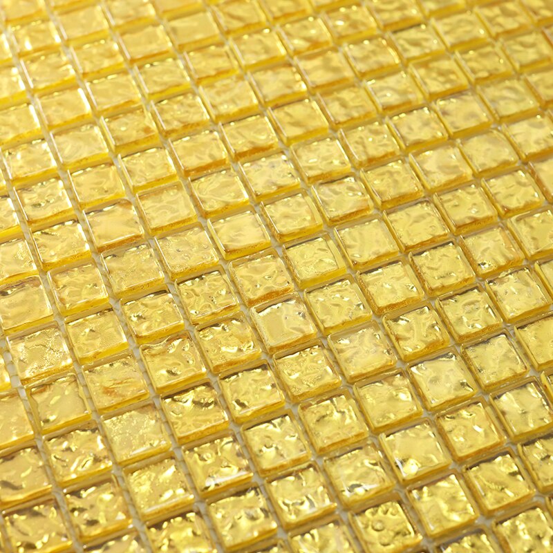 15mm Gold Foil Glass Mosaic For Kitchen Backsplash Bathroom Glass Wall Tile JMFGT2037