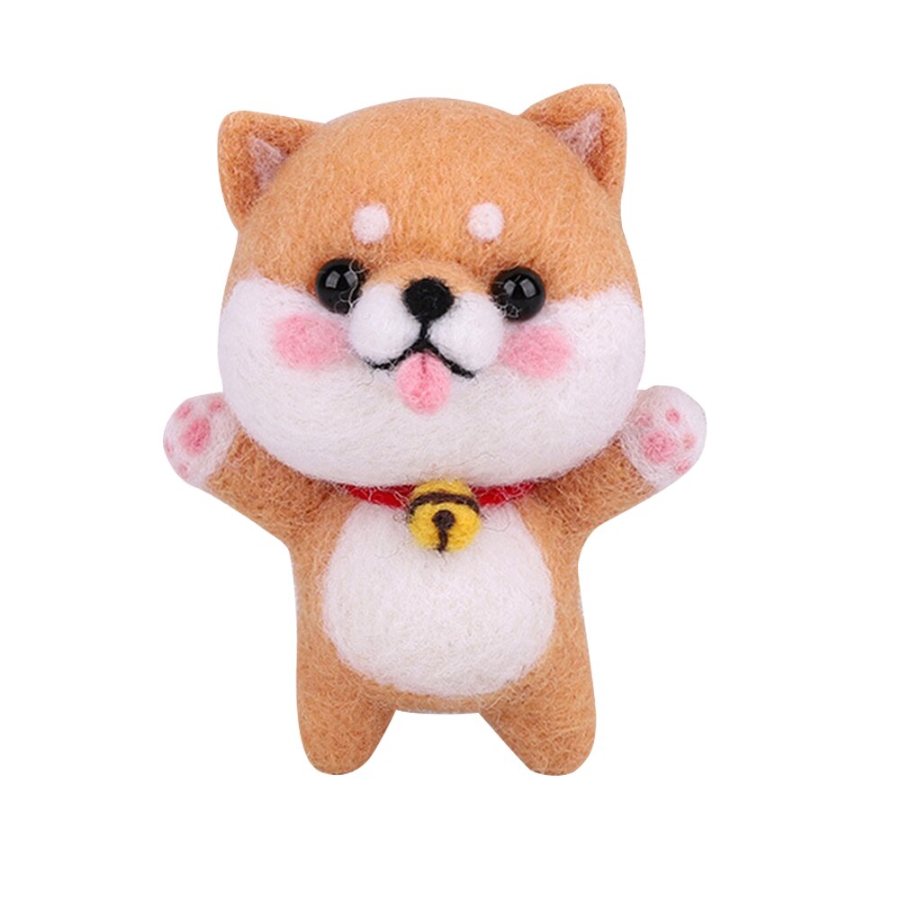 Non Finished Lovely Dog Doll Wool Felt Craft DIY Poked Set Handcraft Kit for Needle Material Bag Handmade Toys: 3