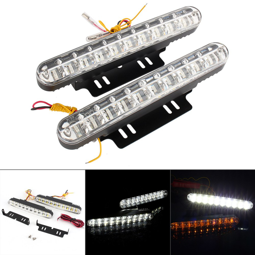 2 stuks 30 LED Auto 12V DC Dagrijverlichting DRL Driving Daglicht Lamp + Turn SignalUltra-Slim en Super Bright LED