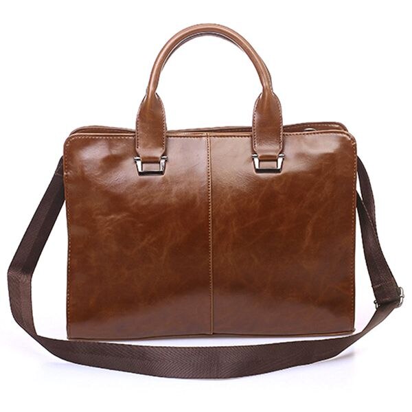 ABDB-Men's Leather Shoulder Messenger Bags Business Work Bag Laptop Briefcase Handbag Color, Brown