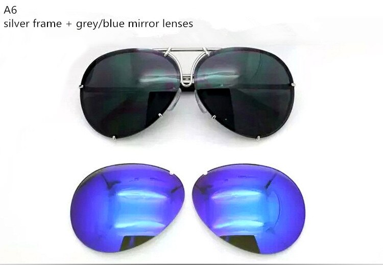 Brand eyewear men women P8478 cool summer style sunglasses sun glasses interchangeable lens 8478 with glasses case car: A6