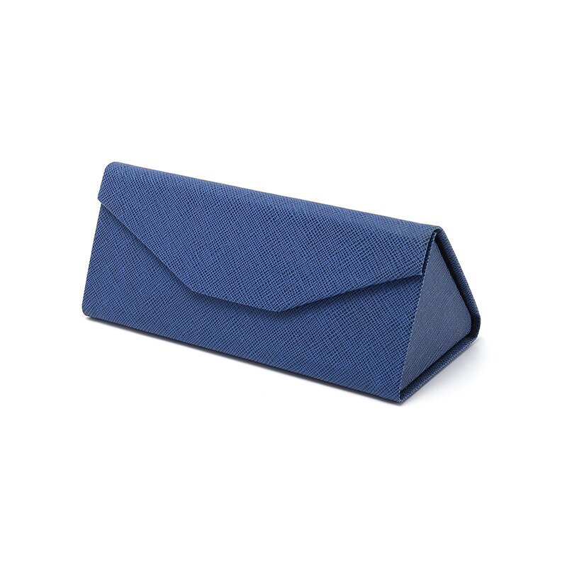 Cross Patroon Zonnebril Geval Zonnebril Geval Pu Draagbare Compressie Slip Trend Opvouwbare Unisex Pure Kleur Bril Case: Blauw